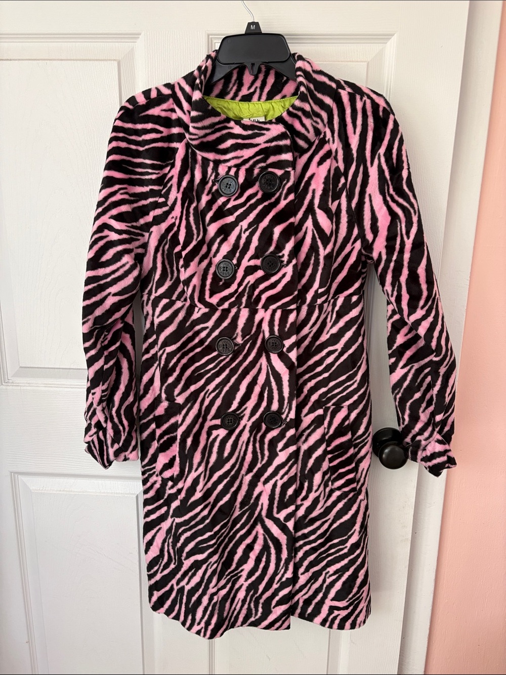 ivy jane Pink and Black Zebra Print Trench Coat